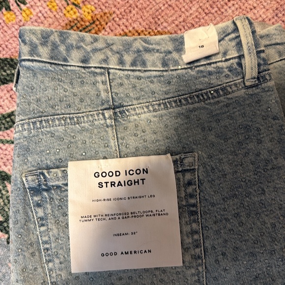 Good American Gem Good Icon High-Rise Straight-Leg Jeans - Orig $249 - NWT - Picture 8 of 10